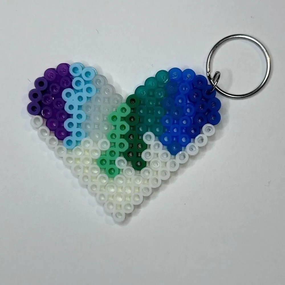 Heart keychain handmade perler beads